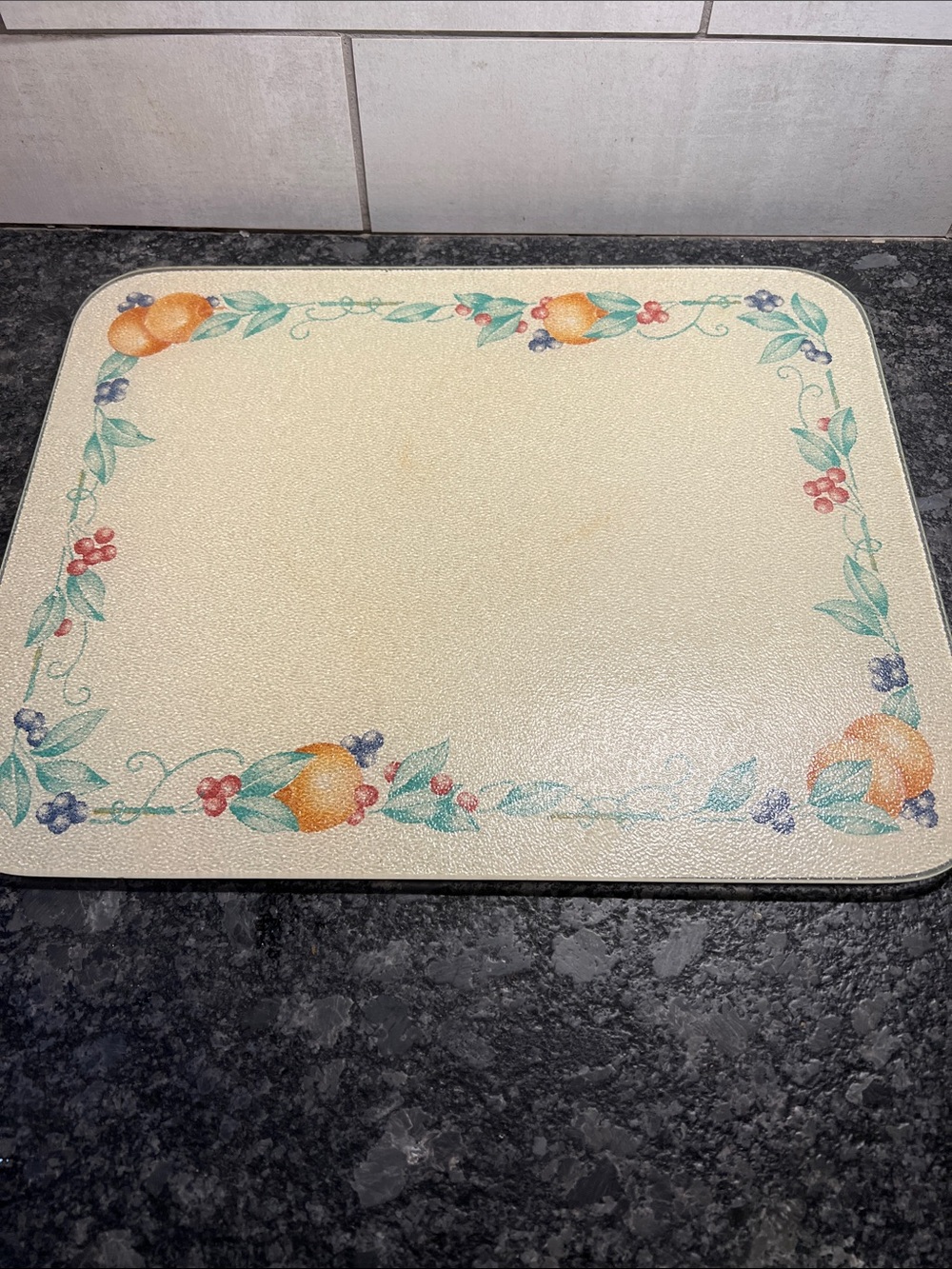 Vintage 12x15 Corningware Abundance Counter Saver/Cutting board. Tempered Glass